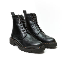 Load image into Gallery viewer, Wing tip derby boot black
