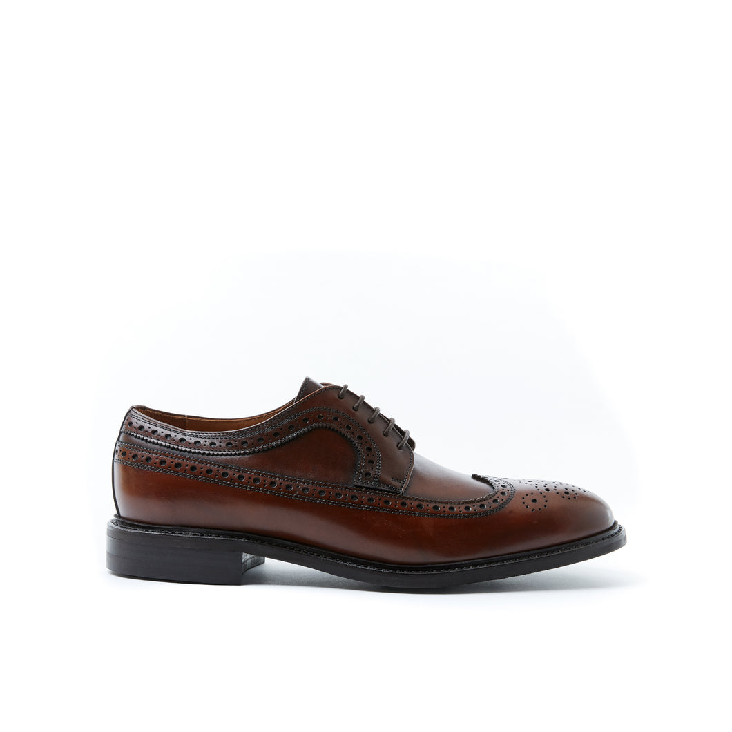 Goodyear long wing tip derby mahogany brown